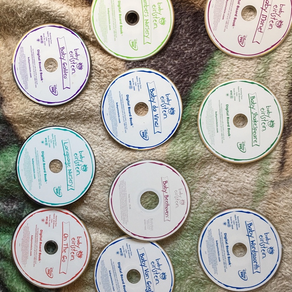 Baby Einstein movies 9 of those and one song. / cd